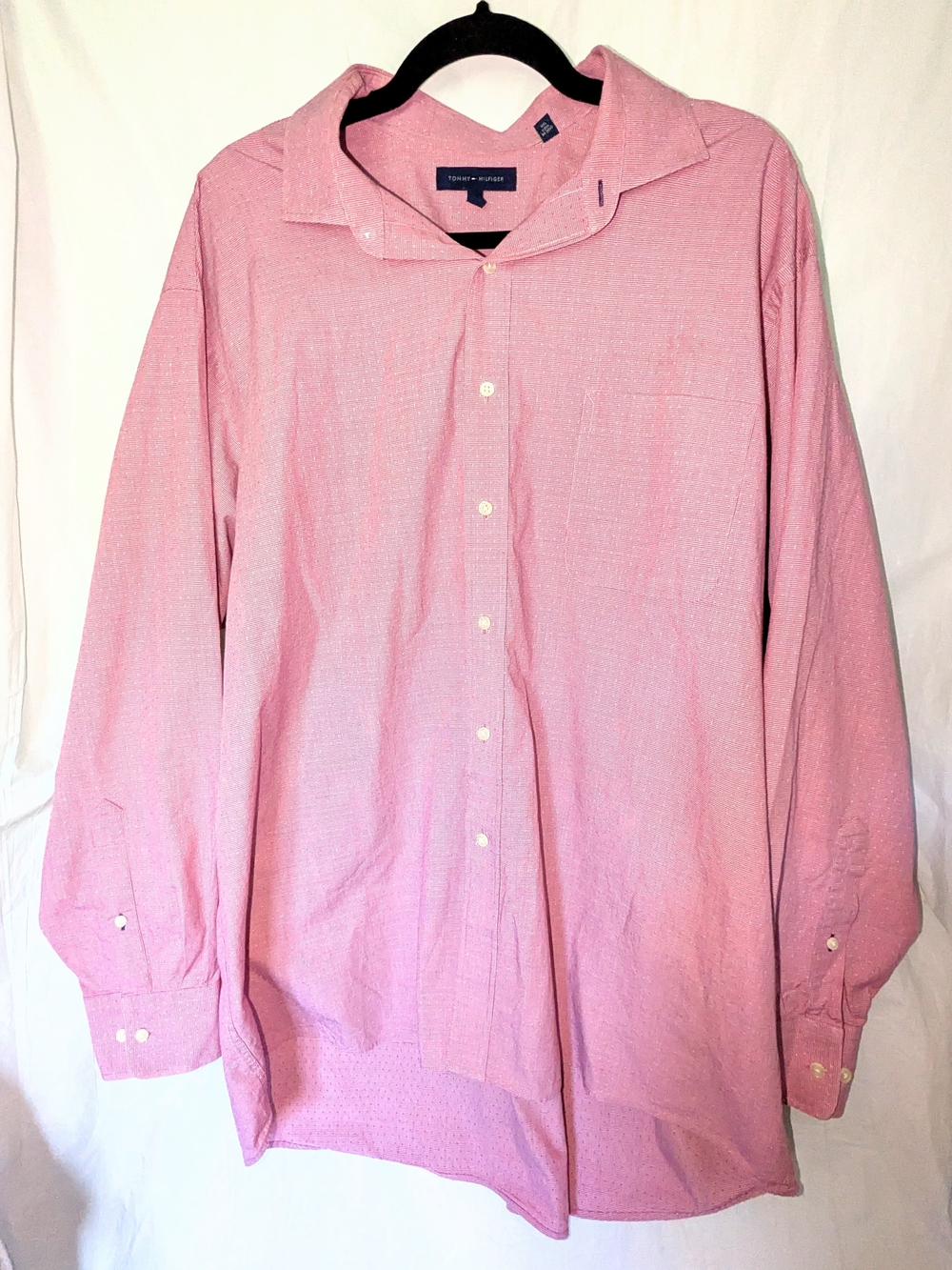 Tommy Hilfiger Red And White Long-Sleeve Button-Up Shirt Big Grand